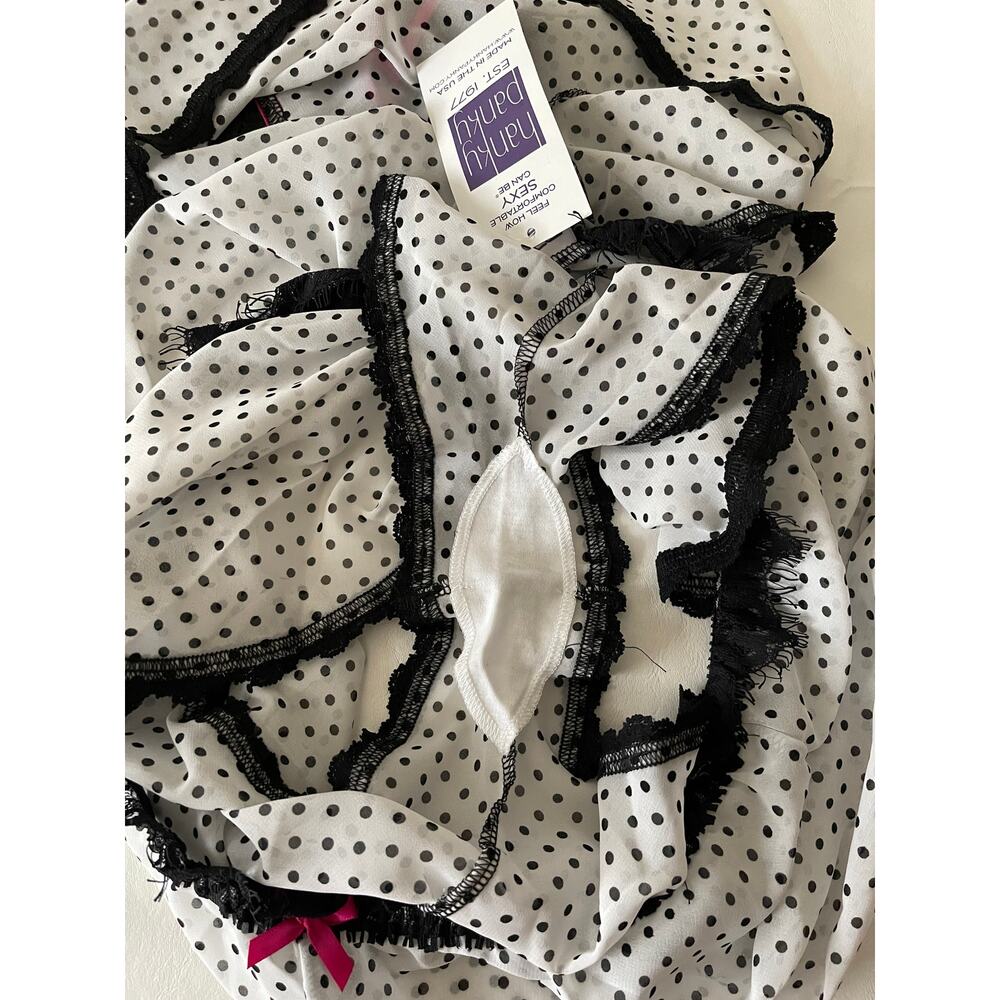 New Hanky Panky Spot on Chiffon Sleep Set, Black-White Women's Size M - Picture 8 of 10